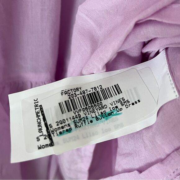 Vineyard Vines NEW Light Purple Tiered Ruffle Button Up Dress | Size Small - Picture 5 of 6